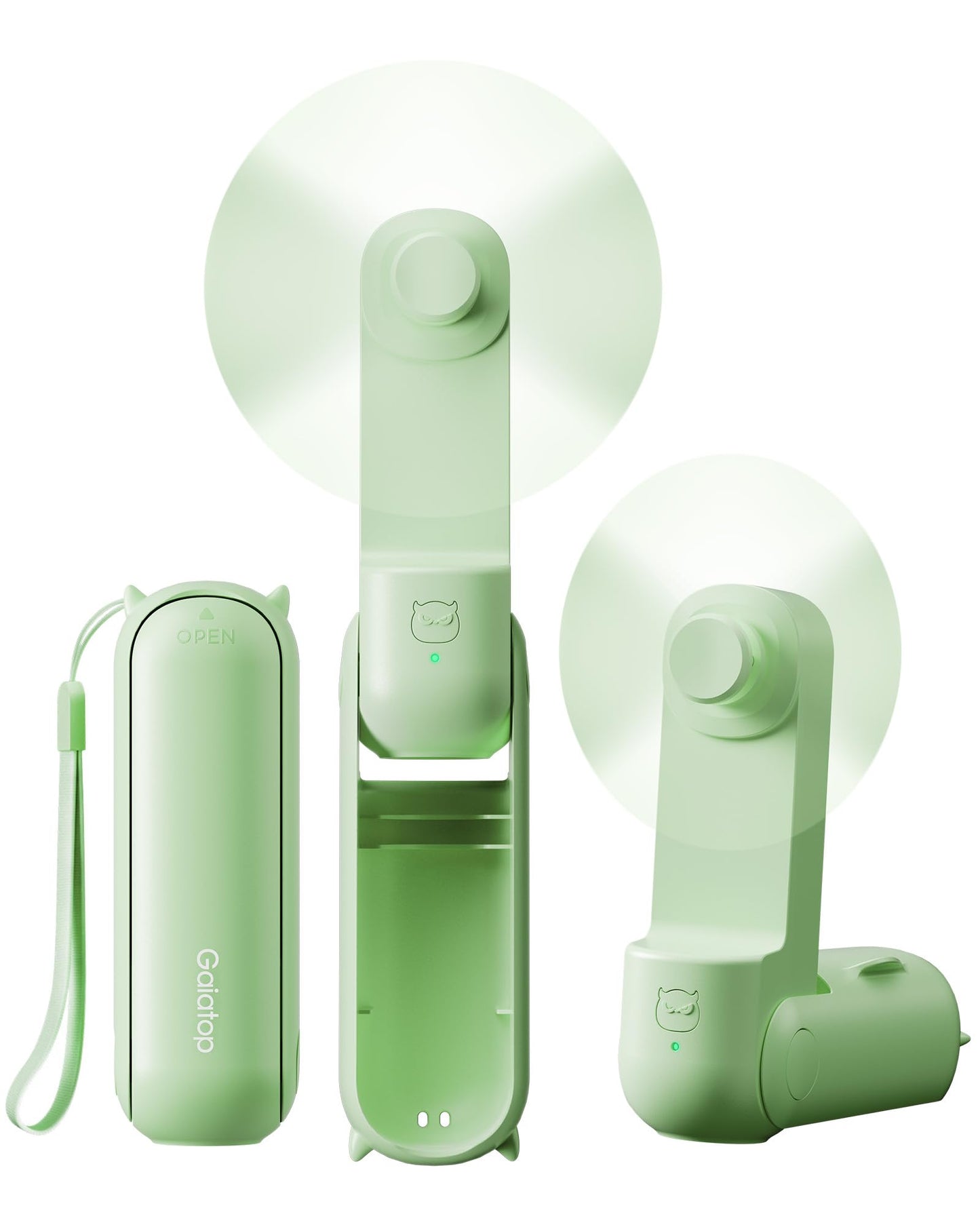 Gaiatop Portable Handheld Fan, 3 in 1 Mini Fan Handheld , Foldable Personal Fans Pocket Design, USB Travel Fans Portable, Lash Trip Summer Essential Cute Gifts for Women Girl, Green