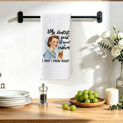 Hanamiya Na Funny Kitchen Towels, Hostess Gifts for Women, Reusable Tea Towels for Kitchen Home Farmhouse Decor, Funny Waffle Weave Dish Drying Towel, Ladies Gifts for Women Friend Mom, 24x14 Inch