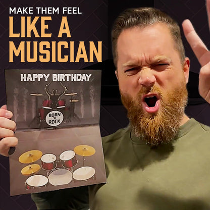 Interactive Music Birthday Card - Playable Musical Birthday Cards for Men, Unique Gift for Guitar Players, Drummers & Pianist, Musician Friends & Son, Musical Instrument Touch to Play (Drums)