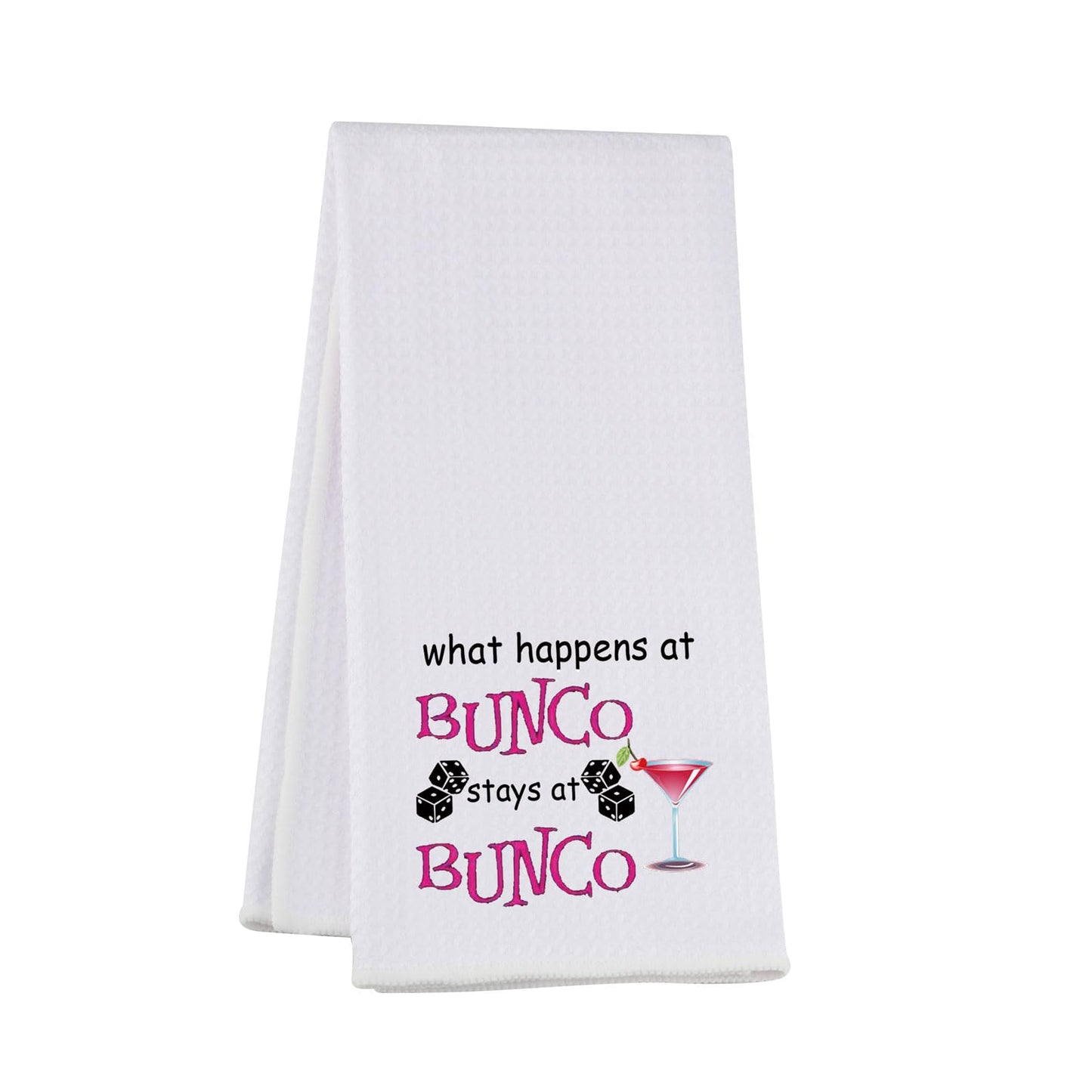 VAMSII Bunco Game Bunco Kitchen Towel Gift for Bunco Player What Happens at Bunco Stays at Bunco Dice (Bunco Bunco Towel)