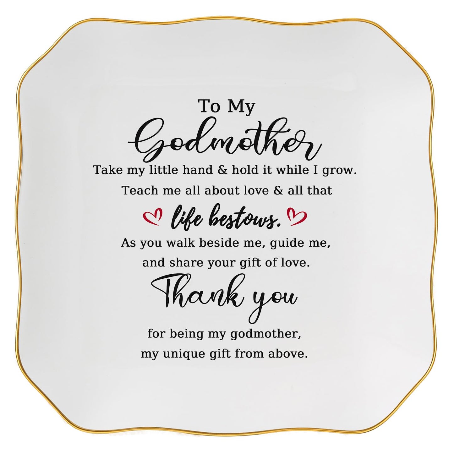 Godmother Gift Trinket Dish Jewelry Tray - To My Godmother Christmas Valentines Mother's Day Birthday Gifts for Godmother from Goddaughter, Madrina Gifts - Thank You for Being My Godmother