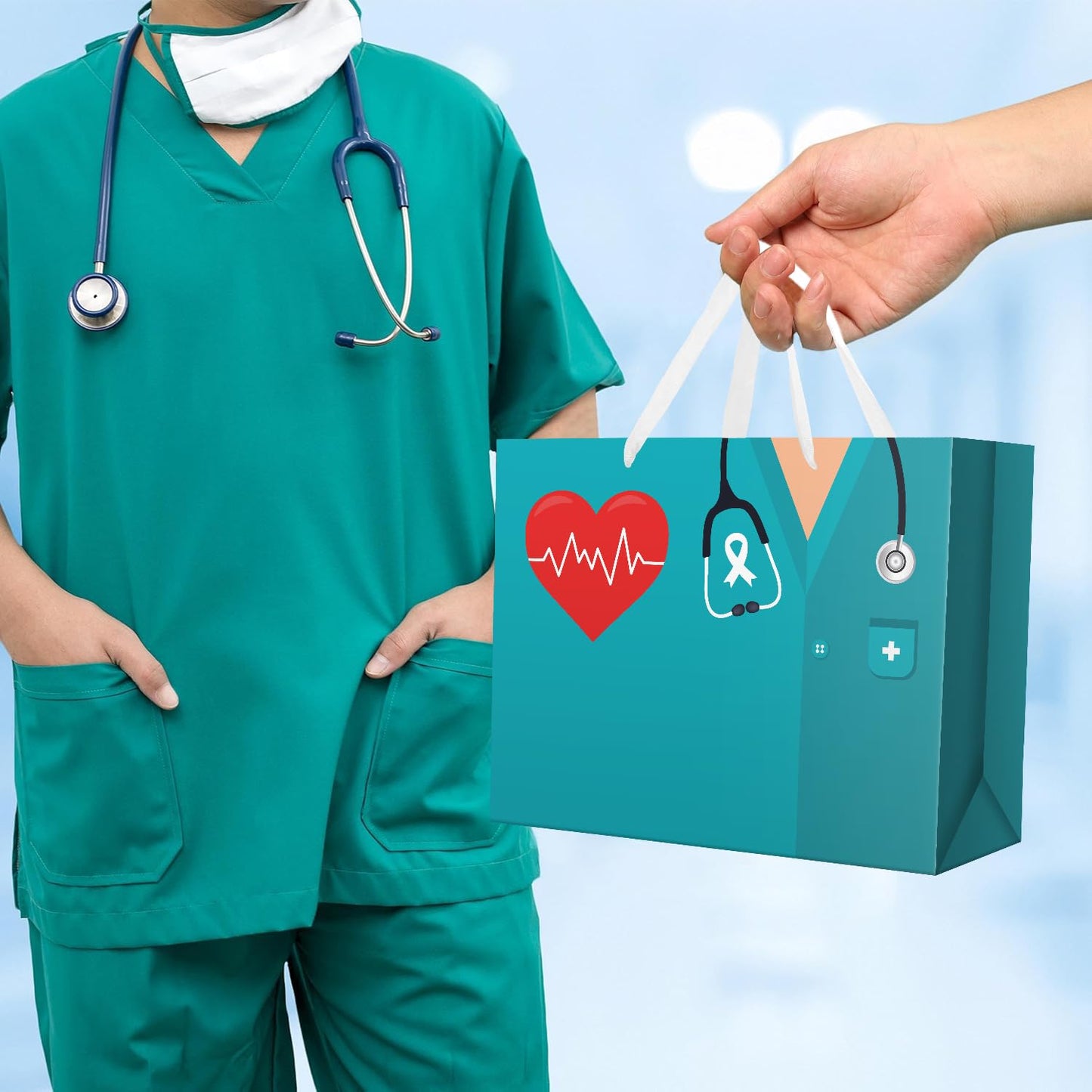 ysmile Nurse Graduation Gift Bag with Tissue Paper 12.6" Nursing Medical Grad Congrats Gifts