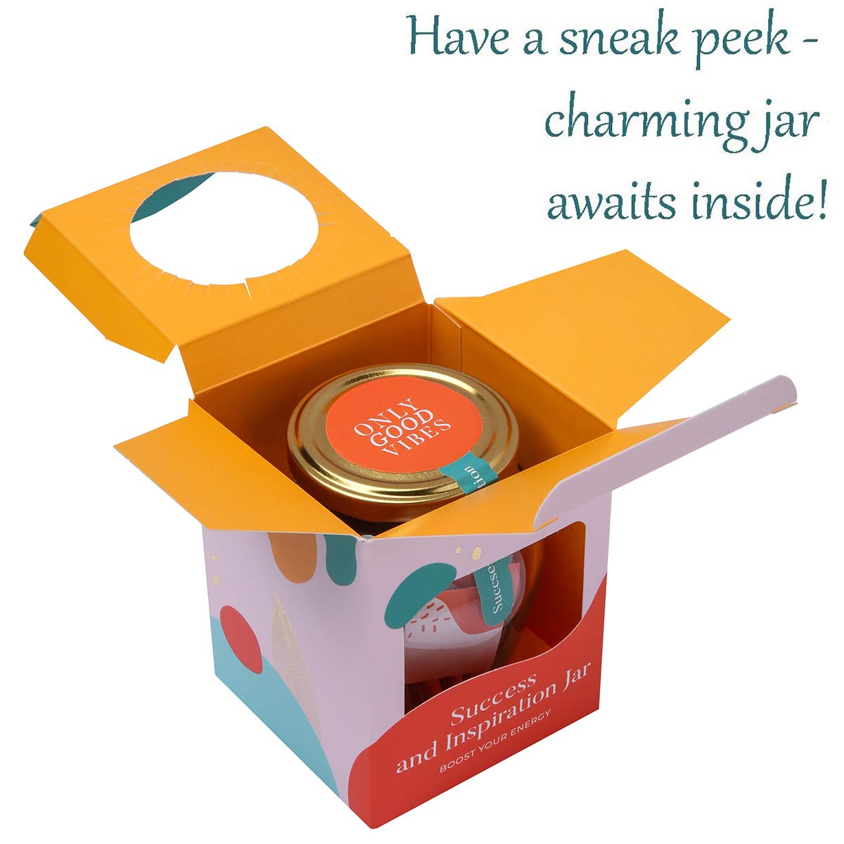Only Good Vibes Success and Inspiration Jar – 31 Motivational Quotes with Daily Encouragement for Goals and Resilience – Compact Desk Gift for Women, Men, Teens – Pull a Quote, Get Inspired