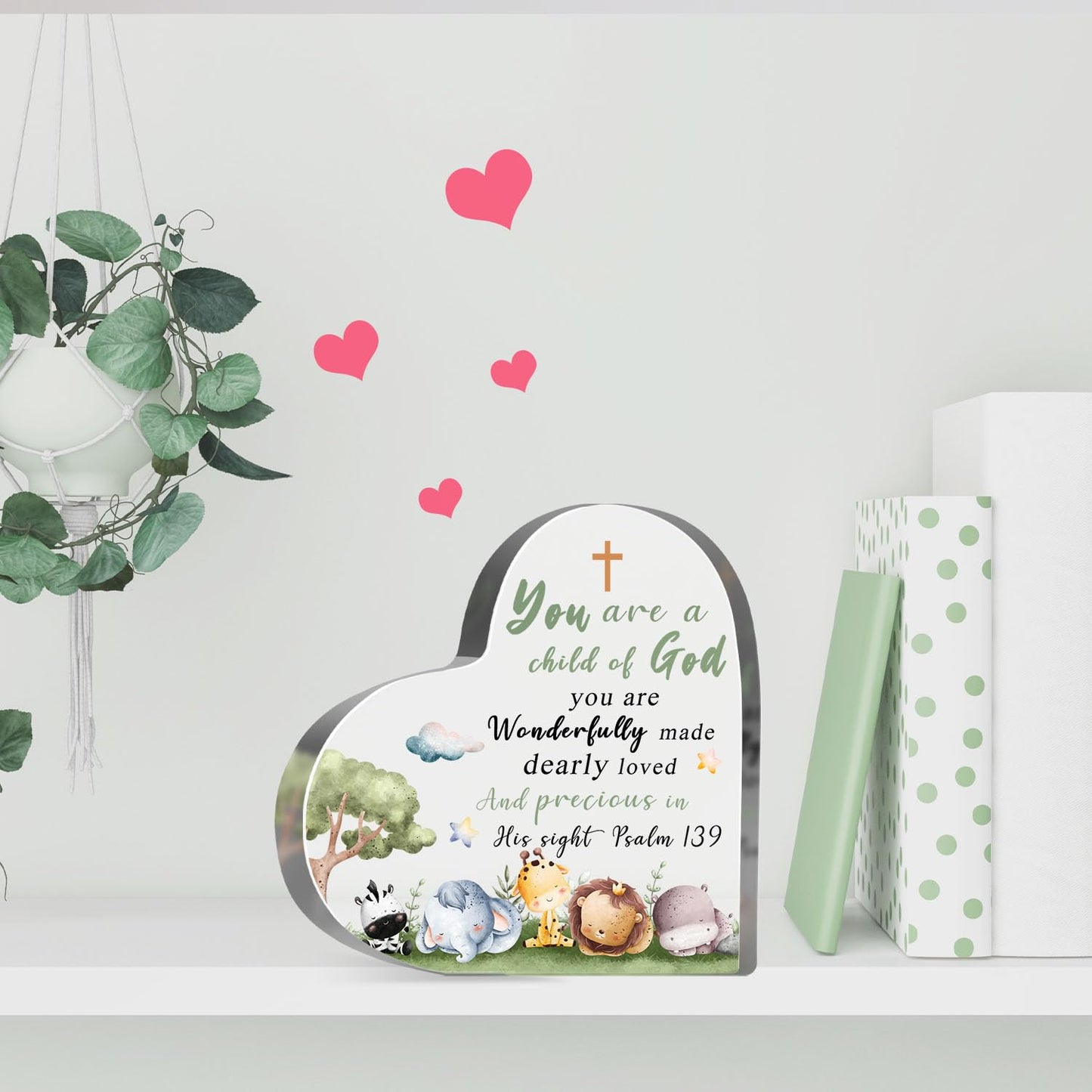 Christian Baptism Gifts for Girls Boys Newborn, Inspirational Godchild Decor for Home, Religious Christening Confirmation Catholic Sign Decorations for Granddaughter Grandson
