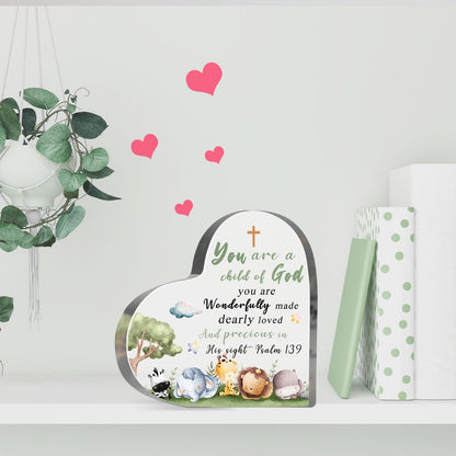 Christian Baptism Gifts for Girls Boys Newborn, Inspirational Godchild Decor for Home, Religious Christening Confirmation Catholic Sign Decorations for Granddaughter Grandson