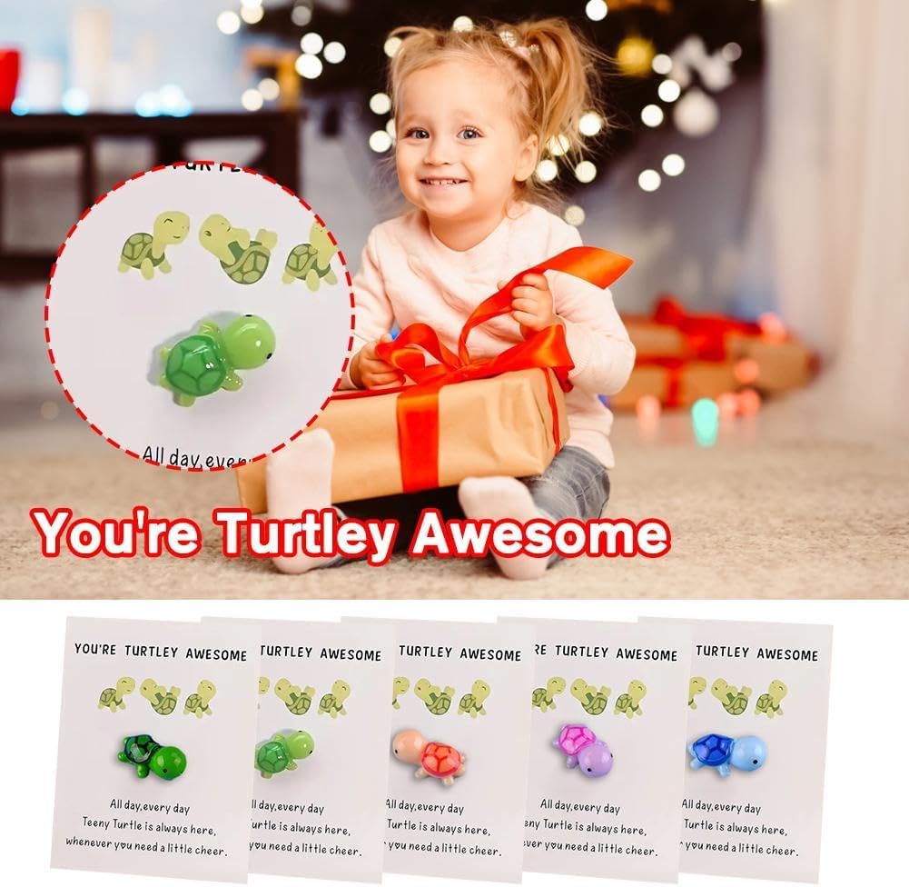 Mini Pocket Hug Turtle, You're Turtley Awesome Inspirational Gift with Card, Thank You Note Cards Greeting Card Mini Sea Turtle Figure Pocket Hug Gift for Friends and Family,Cards and Card Stock (Green)