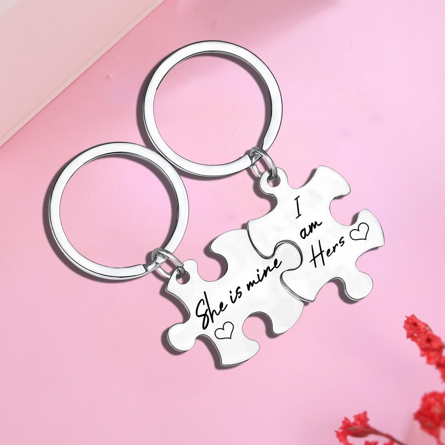 2 Pcs Lesbian Couples Keychain Set Anniversary Valentine's Day Gift For Lesbian Girlfriend Keychain For LGBT Birthday Gift