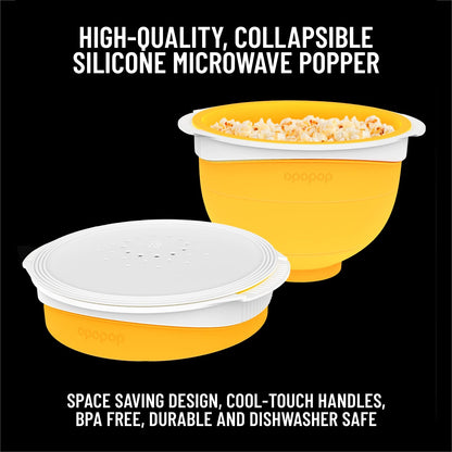 Opopop Gourmet Popcorn Gift Set - Variety 12-Pack Microwave Popcorn Kit, Collapsible Silicone Popcorn Popper, Gift Ready Packaging, Gluten Free Snacks Variety Pack, BPA-Free and Dishwasher Safe