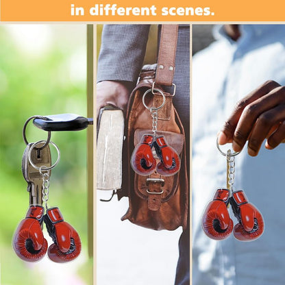 Boxing Gloves Keychain for Father‘s Day Gifts from Daughter Son Key Chain Charms for Boxing Enthusiasts