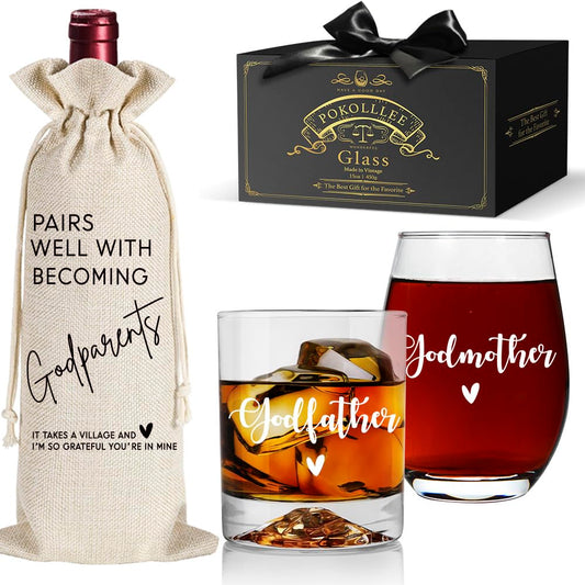 Godparents Proposal Gift - Will You Be My Godparents Wine Glass - Godparent Gifts for Baptism, Catholic Godmother Godfather Mothers Day Fathers Day Christmas Birthday Present from Godchild