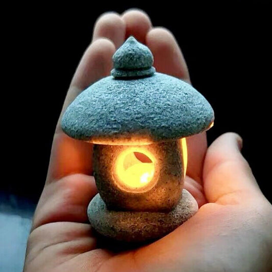 Japanese Pagoda LED Lamp Statue Figurine, LED Lantern Pagoda Statue Figurines for Home Table Decor - Style A