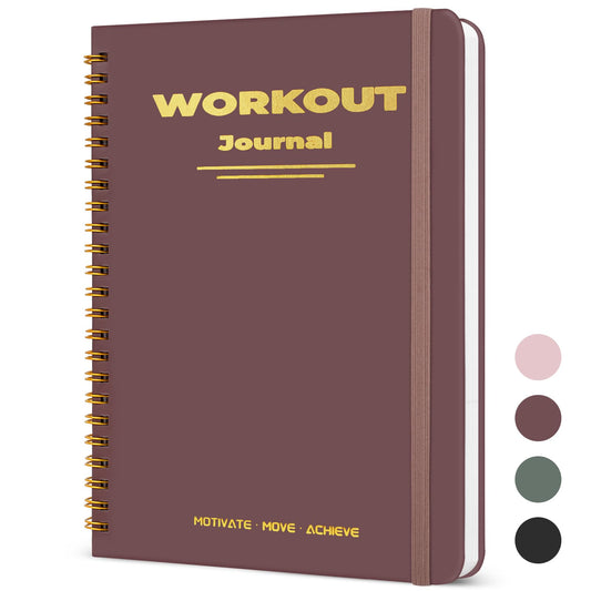 Guirnd Undated Fitness Workout Journal for Men & Women, A5(8.5" x 6.7") Fitness Journal Workout Planner, Workout Log Book Planner for Tracking, Motivating, and Achieving Your Fitness Goals-Vintage Red
