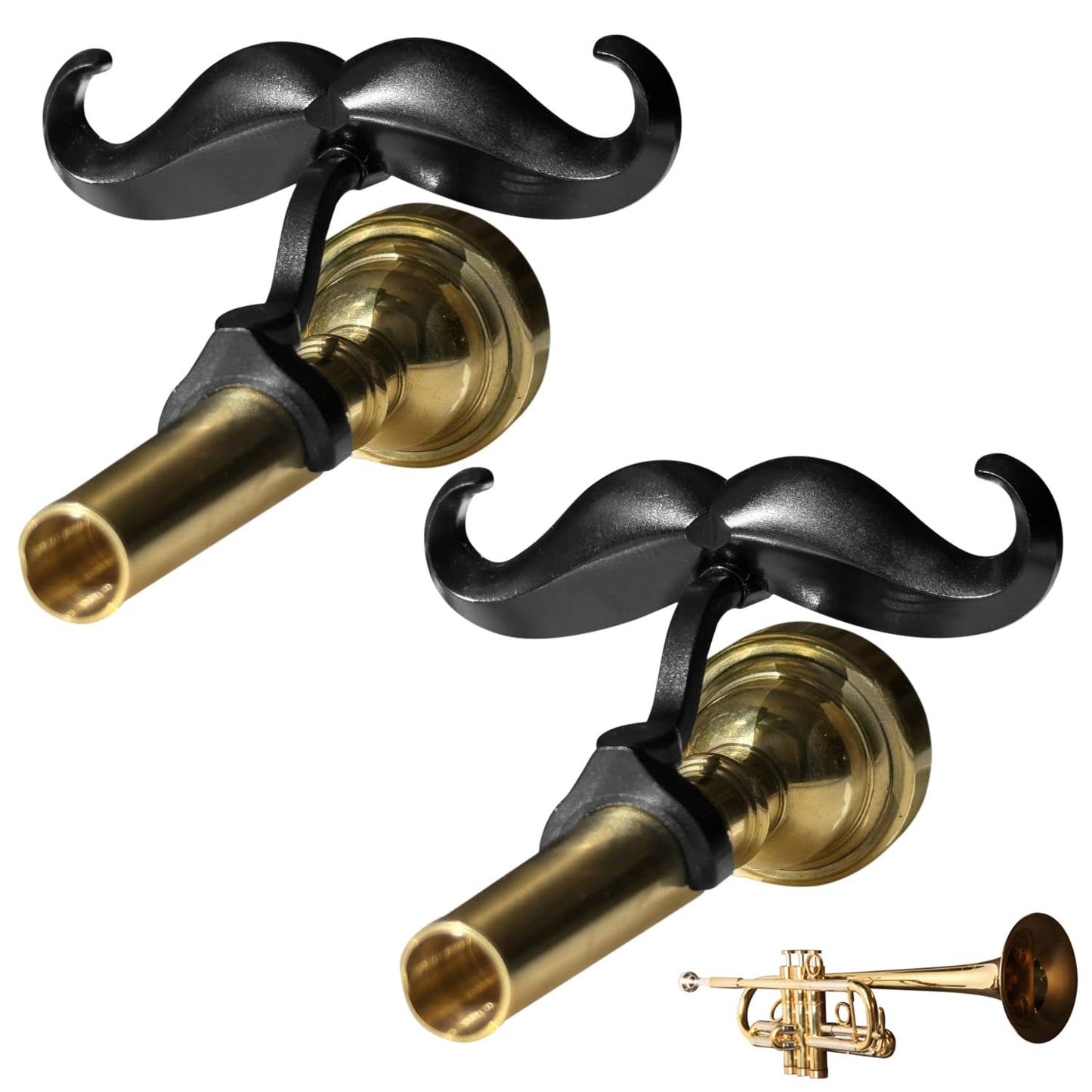 Clip-On Mustache For Trumpets & Trombones - Includes Protective Case - Fits All Small Shank Mouthpieces - Perfect Accessory For Young Musicians - Mouthpiece Not Included