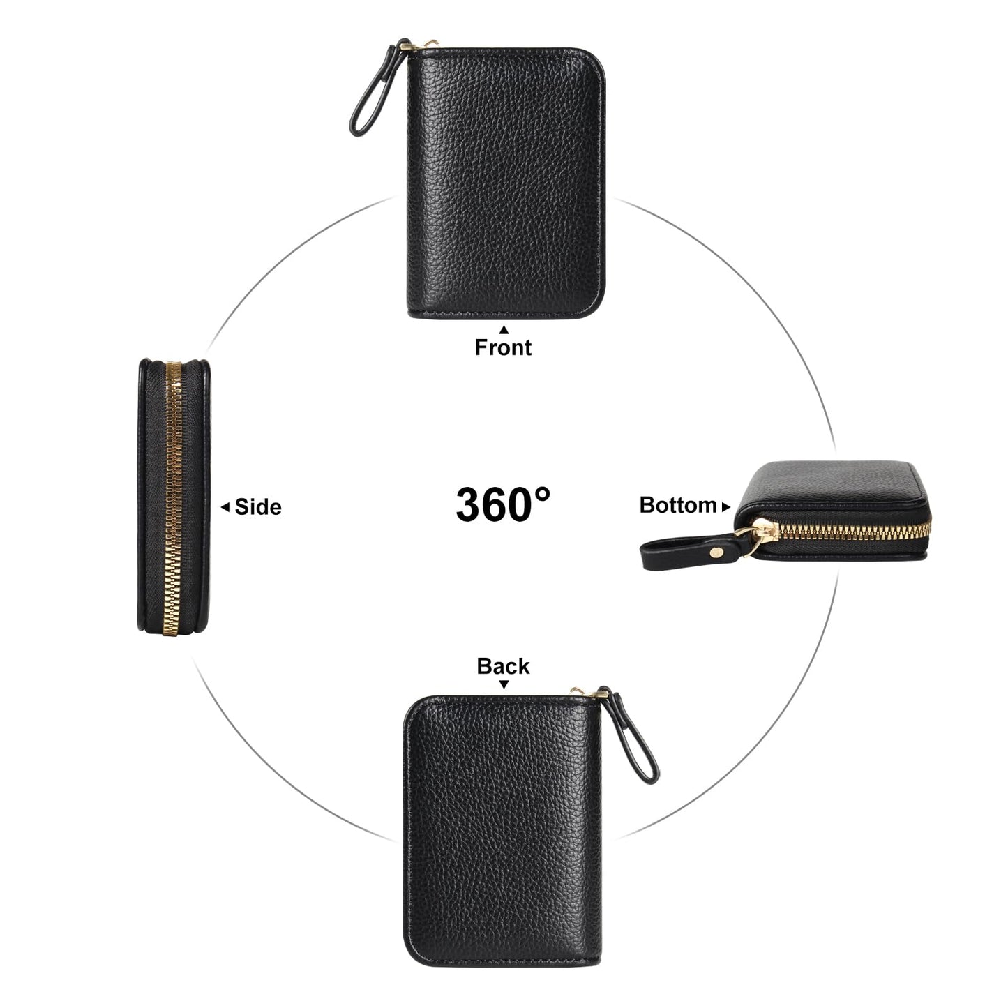 Credit Card Holder RFID Card Case Wallet, Small Accordion Zipper Card Case Holder, Card Organizer Case for Women Men