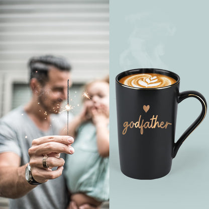 YHRJWN Godfather Gift, Godfather Proposal Gifts, Pregnancy Announcement Baptism Birthday Father's Day Christmas Presents, 14 Oz with Gift Box Black