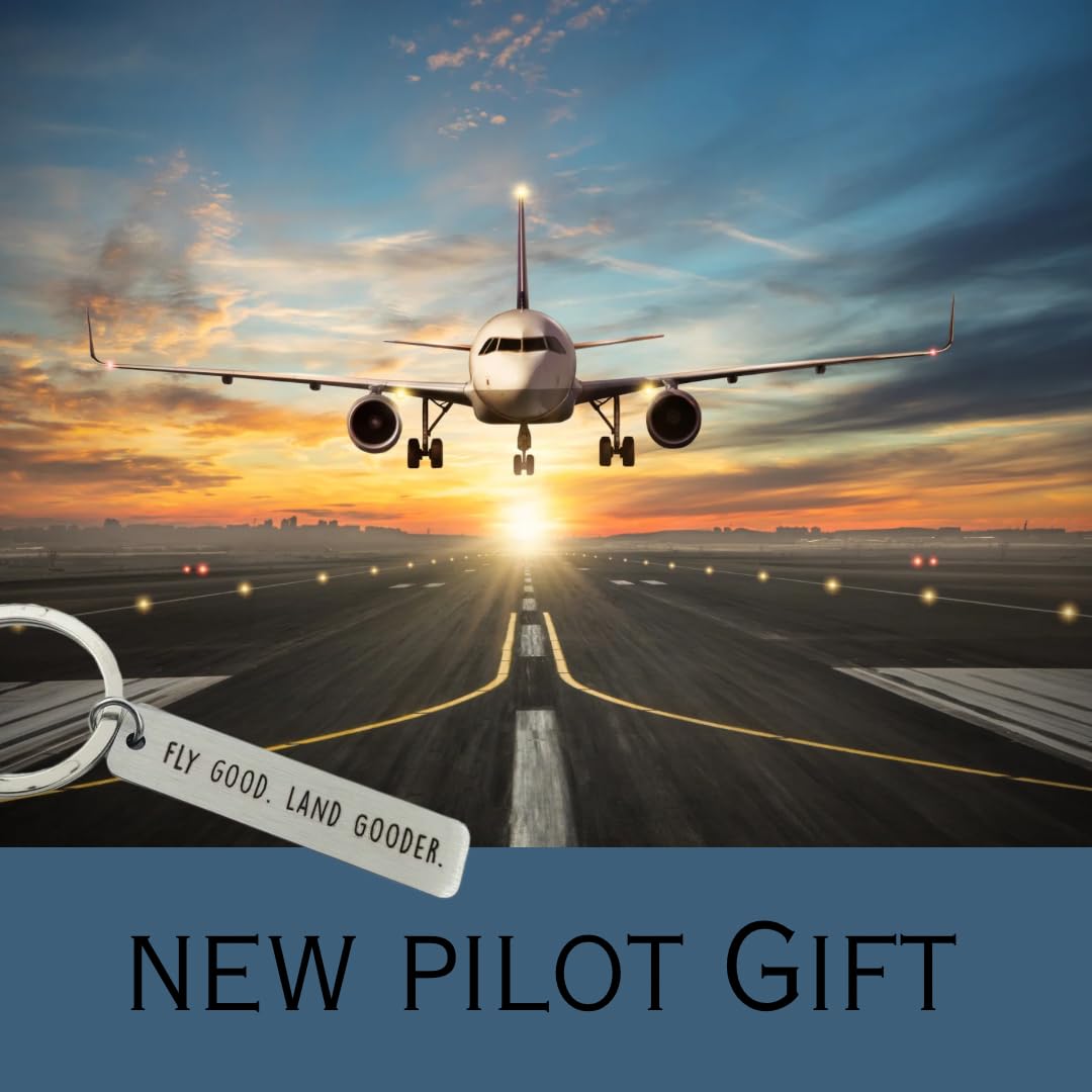 Pilot Keychain, Airplane Keychain, Fly Good Land Gooder, Gift for Pilot Stocking Stuffers, Pilots Gifts Aviation Men, Flight Attendant Essentials Women, Future Pilots Gifts for Men Wings