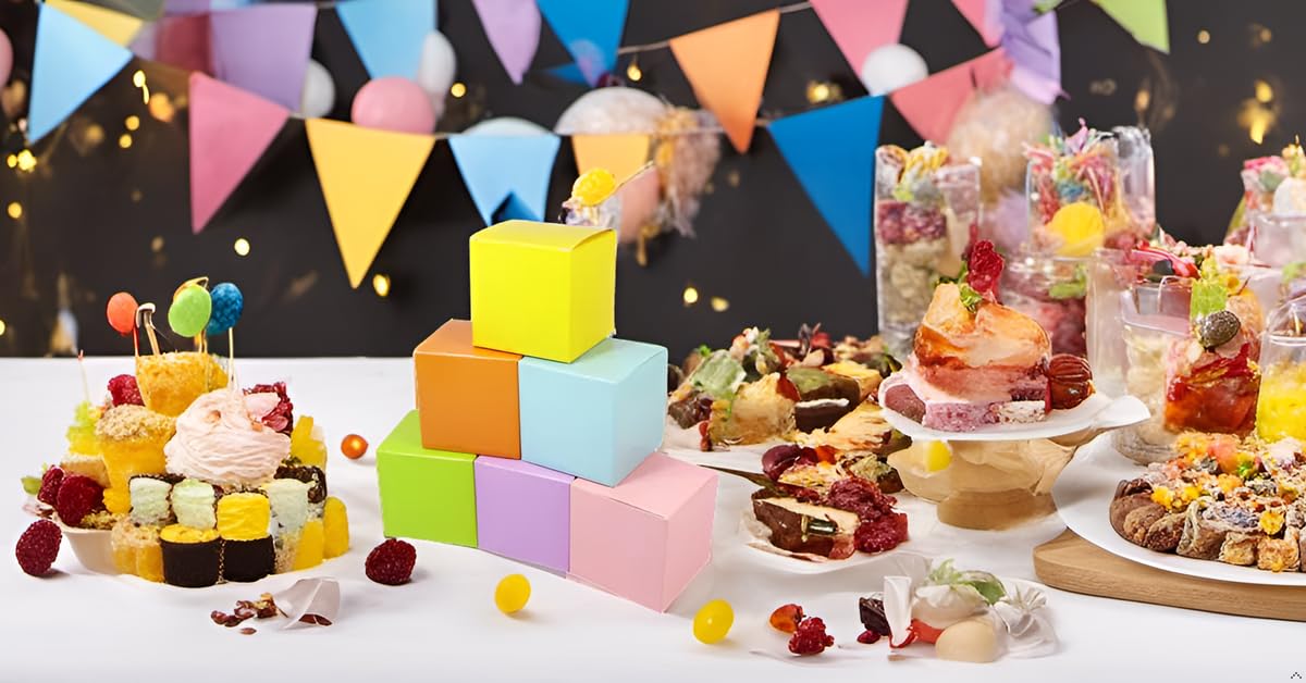 Oletx 24 Pcs Colorful Paper Gift Boxes, Small Candy Boxes Bulk, 3x3x3 inch Gift Box with Lids, Goodie Treat Boxes for Party Favors, Birthday Gifts, Wedding Gifts