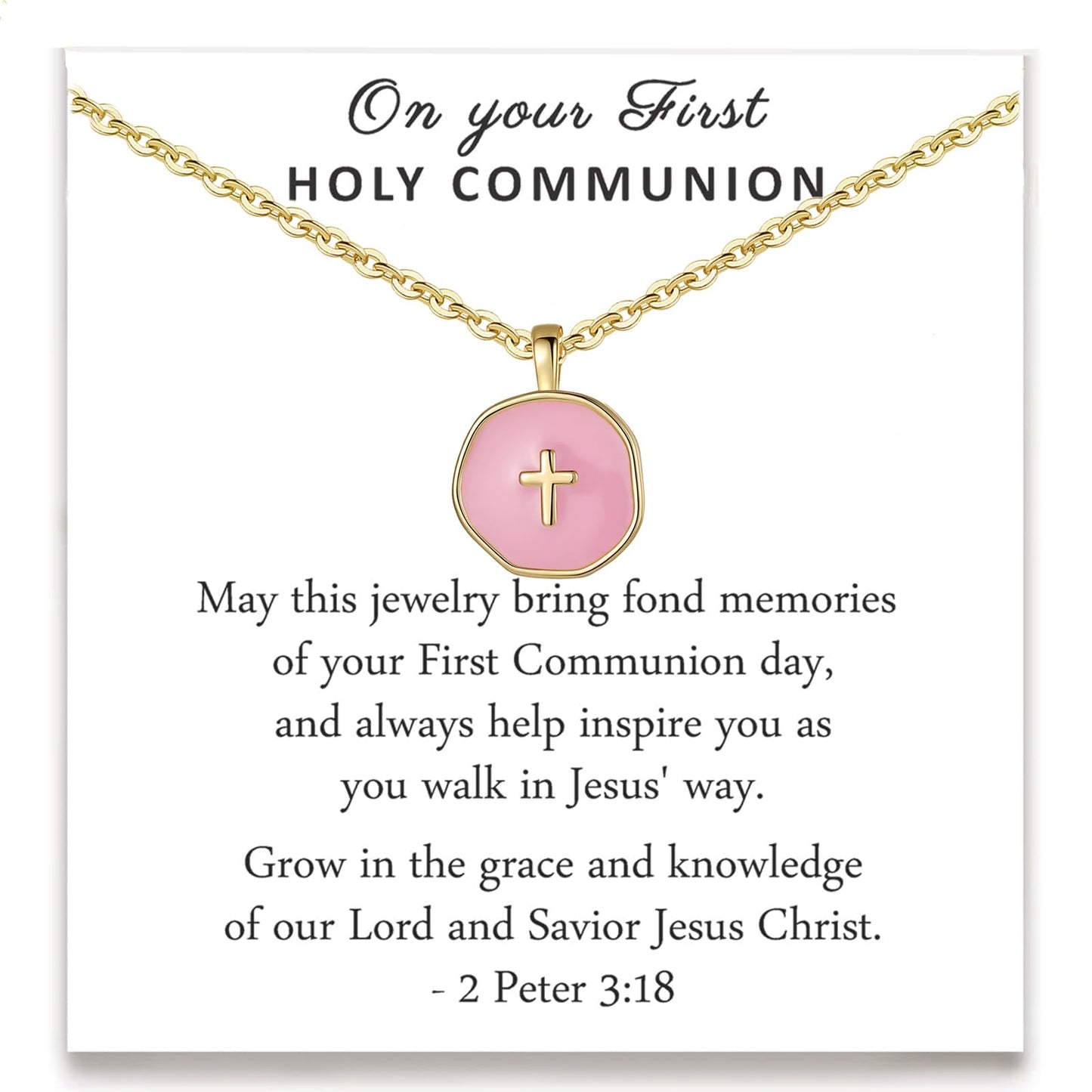 GINAZL Colorful Cross Necklace for Women Girls, Valentines Day | Birthday | First Communion | Christmas Gift | Easter Gifts
