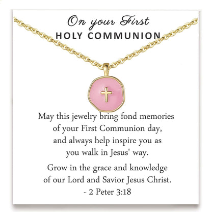GINAZL Colorful Cross Necklace for Women Girls, Valentines Day | Birthday | First Communion | Christmas Gift | Easter Gifts