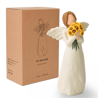 Sunflower Gifts for Women, Guardian Angel Statue, Angels Figurines, Woman Holding Sunflowers Figurines for Thanksgiving, Mother's Day or Birthday