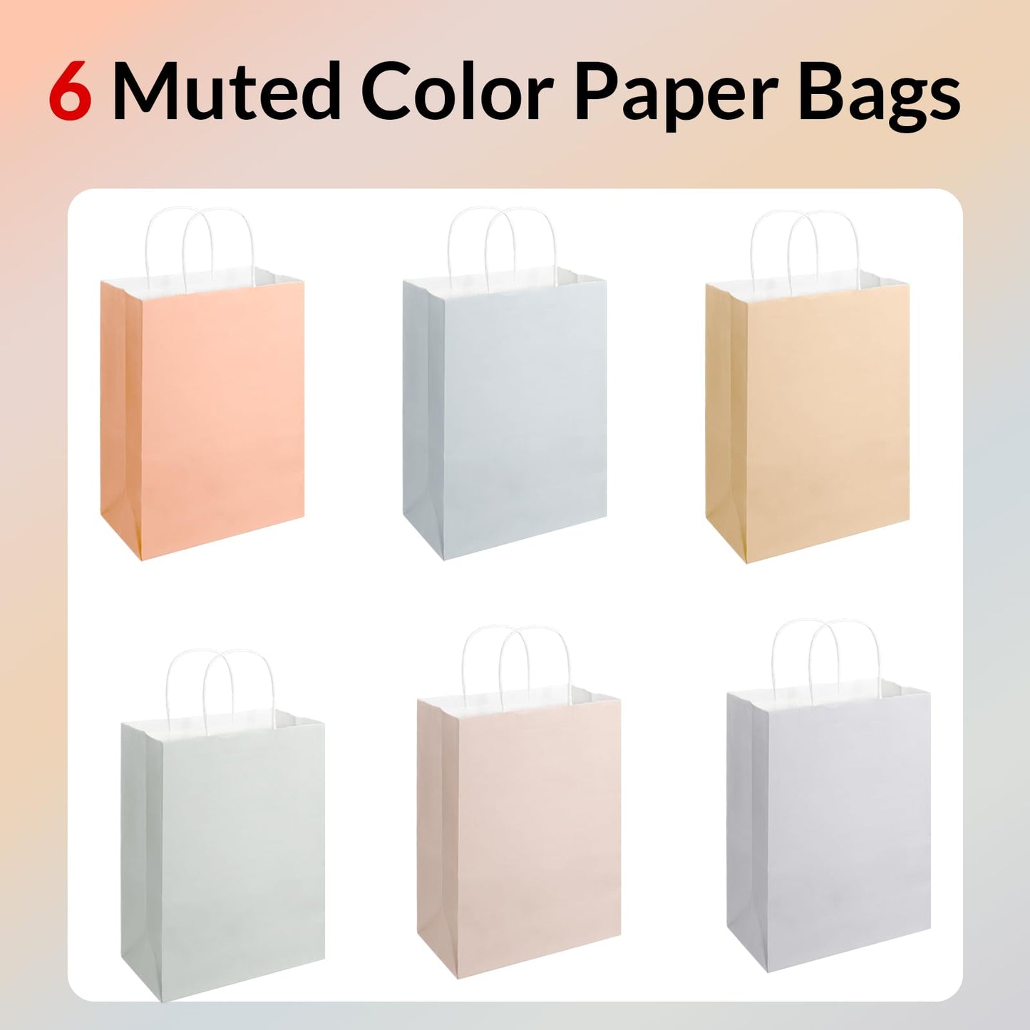 SUNEE Gift Bags with Handles 5.5x3.3x8, 100 Pcs Small Paper Gift Bags Bulk, 6 Pastel Color for Wedding, Birthday, Party Supplies and Celebrations