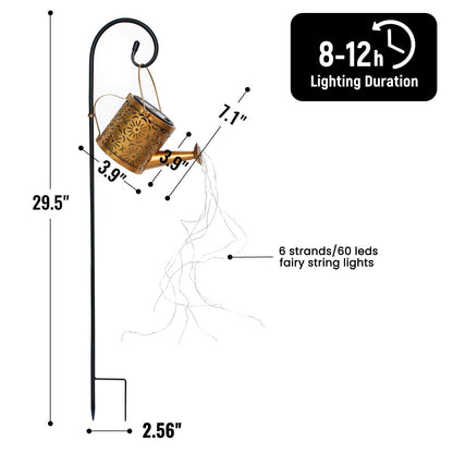 Solar Garden Lights Outdoor Decoration, Metal Solar Watering Can Lights Outdoor Waterproof, Small Patio Light Yard Lawn Pathway Decor, Gardening Gifts for Women Mom Grandma
