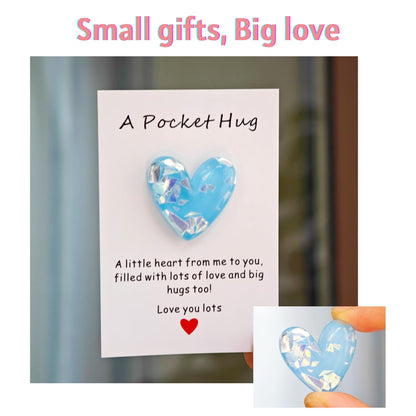 YOJO Pocket Hug Heart with Greeting Cards, Long Distance Relationship Gifts, Gifts for Boyfriend Girlfriend, I Love You Gift for Him Her (Blue)