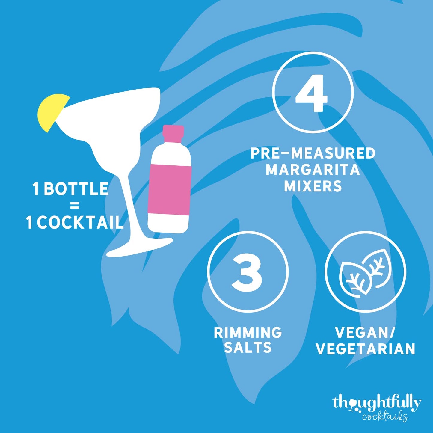 Thoughtfully Cocktails, Margarita Cocktail Therapy Gift Set, Pre-Measured Single Serve Mixers, Includes 4 Fruit Flavored Margarita Mixers and 3 Flavored Rimming Salts, Set of 7 (Contains NO Alcohol)