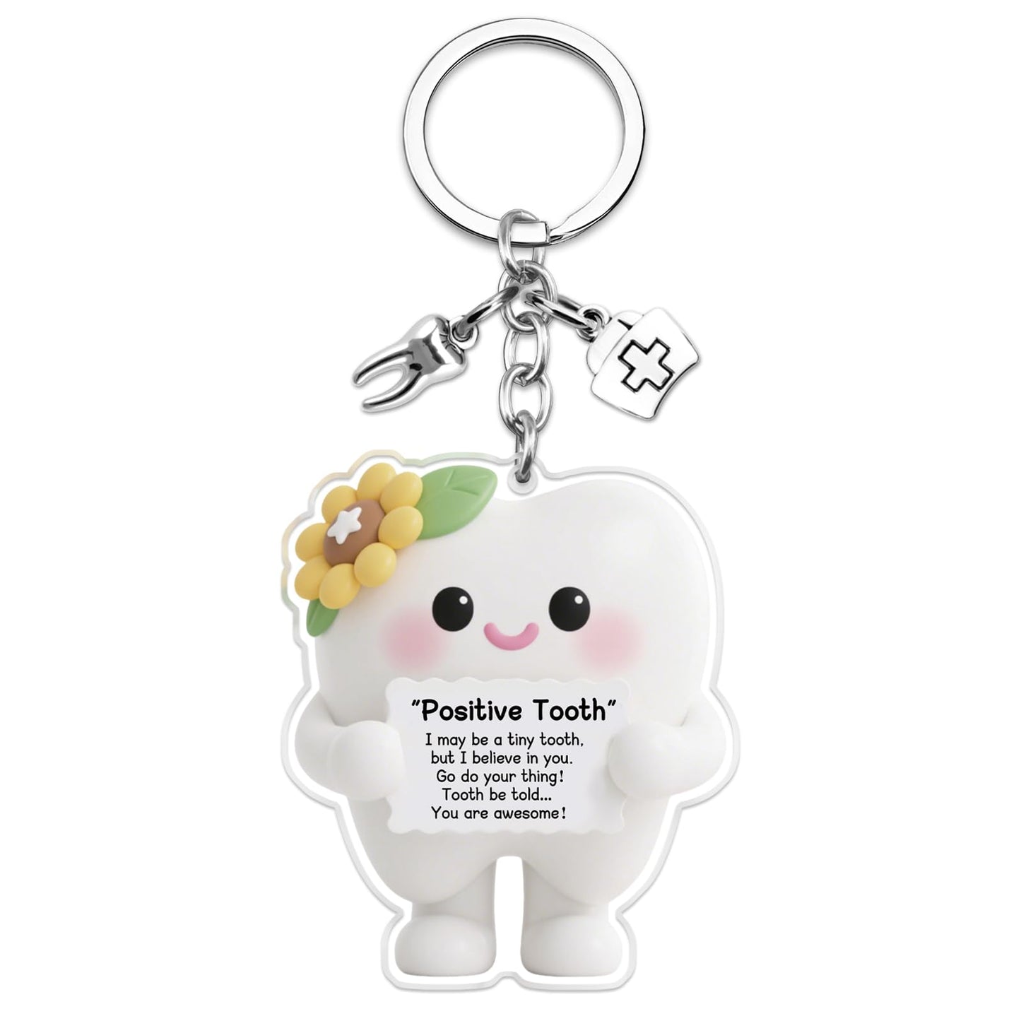 Positive Dental Assistant Accessories Dental Hygienist Gifts For Women Doctor Cute Tooth Keychain Dentist Gifts For Women Girl Friend Dental Hygienist Graduation Gift For Nurse Tooth Stuff