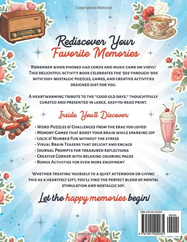 Happy Memories Activity Book for Senior Women: Stay Sharp, Have Fun & Relax with Large Print Nostalgic Puzzles, Brain Games & Creative Activities