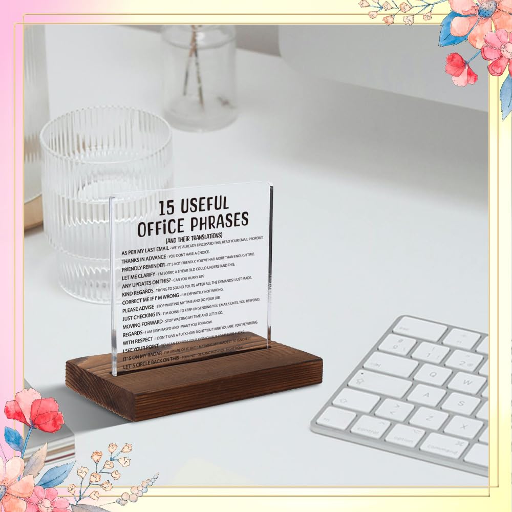 Silly Office Gifts for Women, Humorous Office Gifts for Coworkers, Managers, Sarcastic Office Gift for Coworkers, Managers,Modern Acrylic Desk Plaque, 10 x 10 x 1.5 cm,XXD63