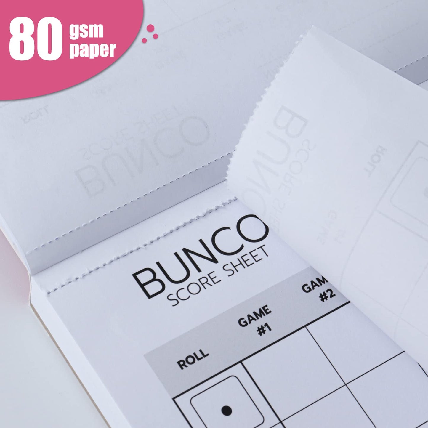 Bunco Score Sheets: 100 Single Side Large Print Score Sheets with Perforation, Perfect Addition to Your Bunco Game Kit and Bunco Party Supplies