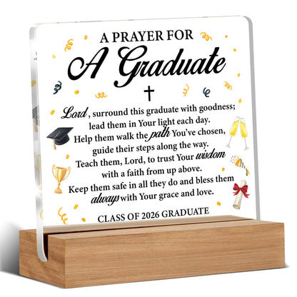 Christian Graduation Gifts, Grad Gifts 2026 for Him Her, Christian Religious Graduation Gift, a Prayer for a Graduate Clear Acrylic Sign Dorm Desk Decor