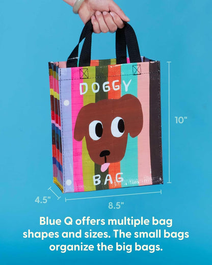 Blue Q Handy Tote Bag - Doggy Bag - Recycled & Reusable Sturdy Canvas Shopping Bag with Quirky Art and Handles, 95% Recycled Material, Ideal for Lunch, Gift, Groceries 10" h x 8.5" w x 4.5" d