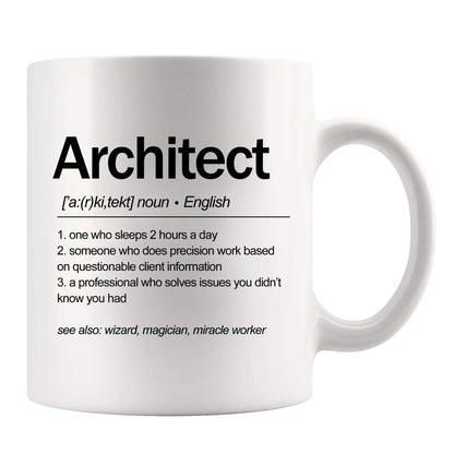 Architect Definition Architect Gifts For Men Women Architecture Gifts Ceramic Mug 11 oz White Novelty Drinkware 11 oz