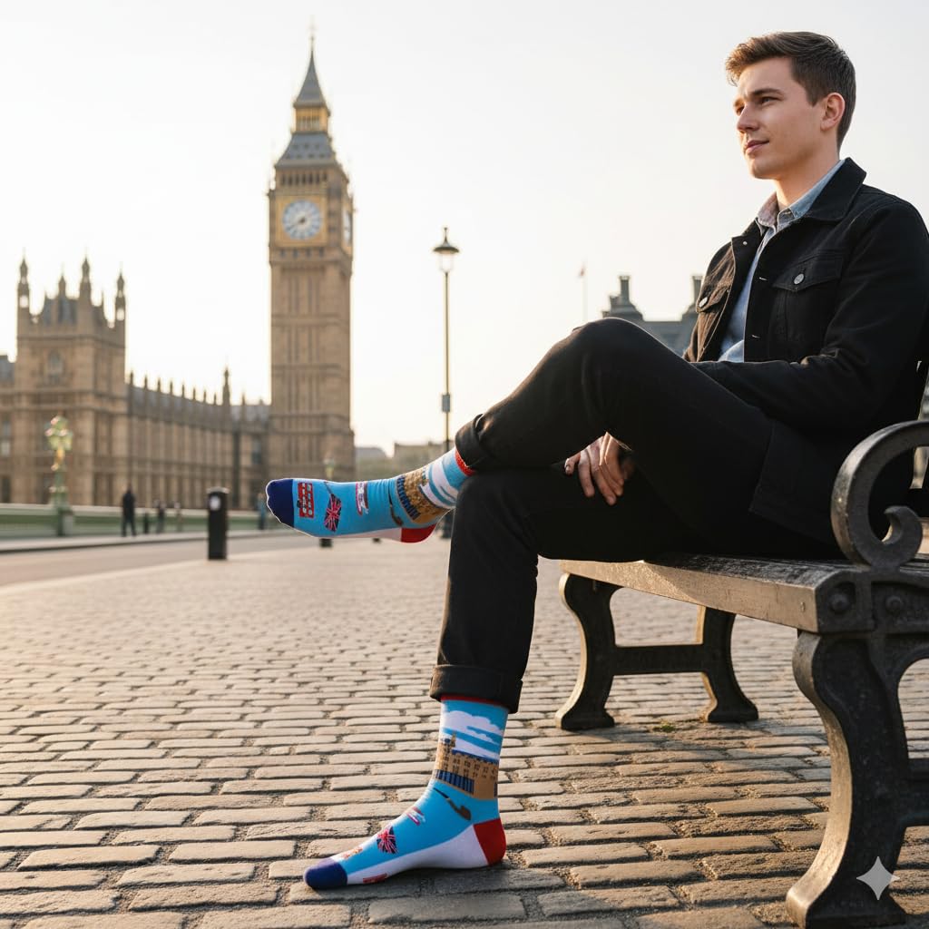 HAPPYPOP Travel Gifts for Women Men - Italy Paris London Socks Traveler Gifts
