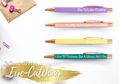InnoBeta Hysterectomy Recovery Must Haves Pens, After Hysterectomy Recovery Gifts Basket, Ballpoint Pen Set of 4, Gift Ideas for Hysterectomy Surgery, Women, Mom, Wife