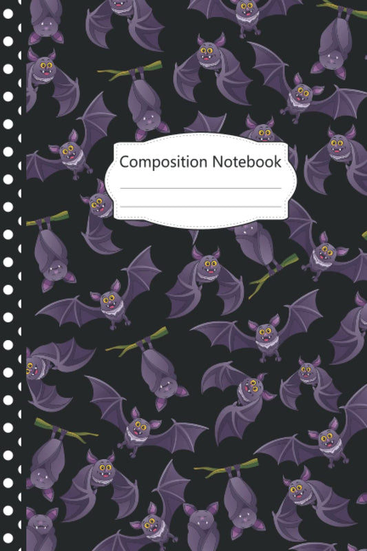 Bat Composition Notebook: Pretty Bat Blank Lined Journal: 100 pages 6x9" Bat Journal For Girls, Kids, Adults, Students, Teachers, School Supplies, Writing Journal, Perfect Gifts For Bat Lovers