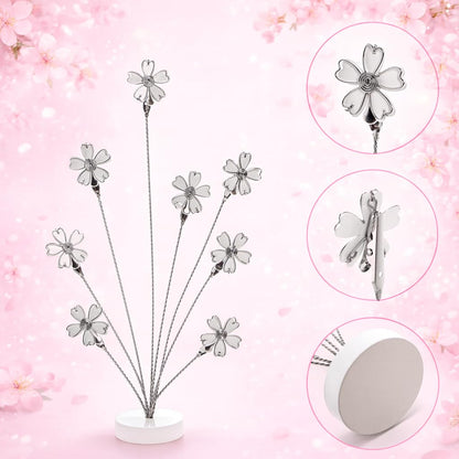 Hacaroa Photo Tree Holder with Clips, 8-Branch Gift Card Holder Christmas Money Family Tree Picture Stand for Greeting Cards, Memos, Notes, Wedding, Graduation, White Sakura