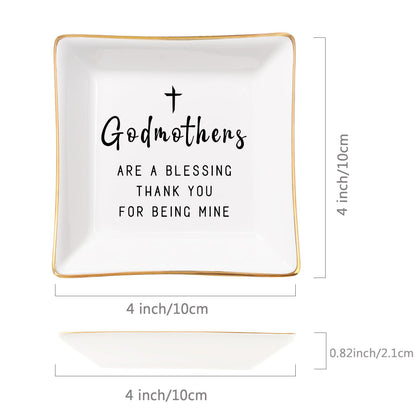 Spegiffu Godmother Gifts from Godchild, Gifts for Godmother Trinket Ring Dish - Godmothers...Thank You for Being Mine, Birthday Christmas Mother's Day Gift for Godmother