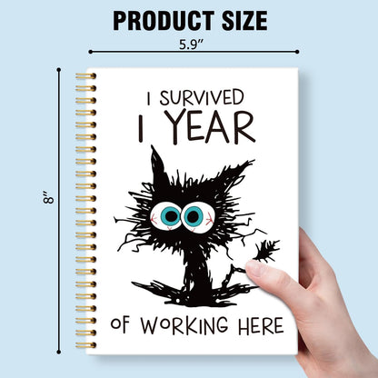 I Survived I Year of Working Here Hardcover 160 Pages Lined Spiral Notebooks, Funny Office Humor Journal for Coworker Boss Employee, Secret Santa Gifts, One Year Anniversary Present for Employee Boss