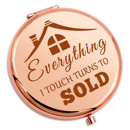 Realtor Gift for Women Compact Compact Mirror Realtor Appreciation Gifts Real Estate Agent Gift Thank You Gift for Realtor Closing Gifts Christmas Birthday Folding Makeup Mirror Realtor Sold Gifts