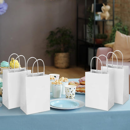 Hxezoc 12 Pieces White Gift Bags with Handle, Paper Treat Candy Bag Retail Kraft Shopping Bags for Valentines, Baby Showers Birthday Party Decoration Supplies