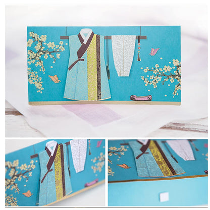 (Pack of 6) Korean Traditional Clothes - Hanbok envelope Money Gift Envelopes for New Year, Birthday, Wedding