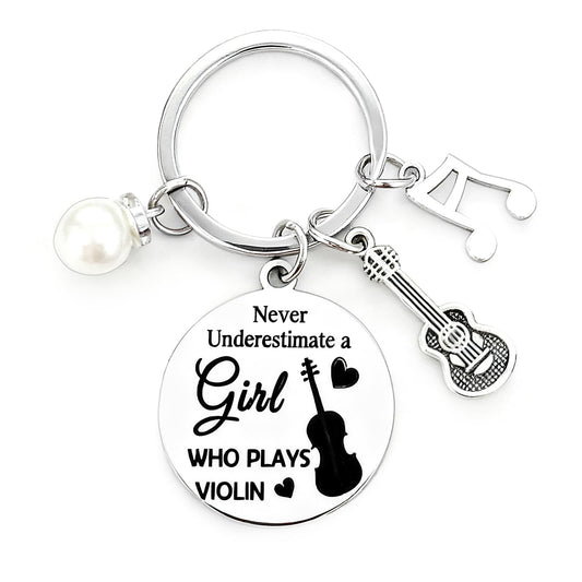 Violin Lover Gifts Violinists Keychain for Christmas Graduation Birthday Thank You Gifts for Violin Teacher Inspirational Keyring for Music Player Women Girl Students Musical Instrument Jewelry