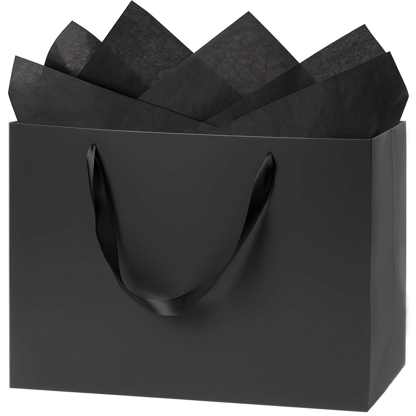 Shintop 3pcs Extra Large Black Gift Bags with Handles, 15.7 x 11.3 x 5.5 in Reusable Big Paper Present Bags with Tissue Paper for Men, Birthday, Business or Holiday Use