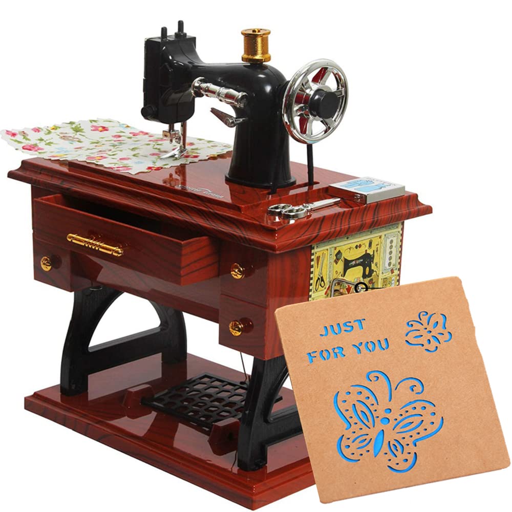 Sewing Machine Music Box Retro Classical Table Desk Decoration Gifts for Birhday Mothers Day