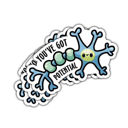 3Pcs You've Got Potential Sticker Cute Neuron Psychology Gift Stickers Neuroscience Brain Funny Meme Science Medical You ve Got Potential Biology Decal for Laptop Bottle Car Hard Hat 3" (Y1)