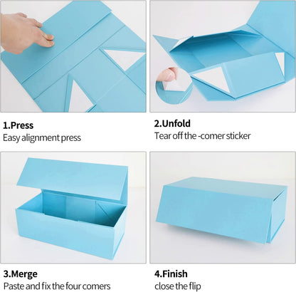 Blue Gift Box 10" x 6" x 3" with Magnetic Closure Lid Gifts Boxe for Presents,Bridesmaid Gifts Boxes,Cute Box,Birthday Gift Boxe,Luxury for Gifts Packaging, Magnetic Gift Box for Wrapping Gifts (Blue)