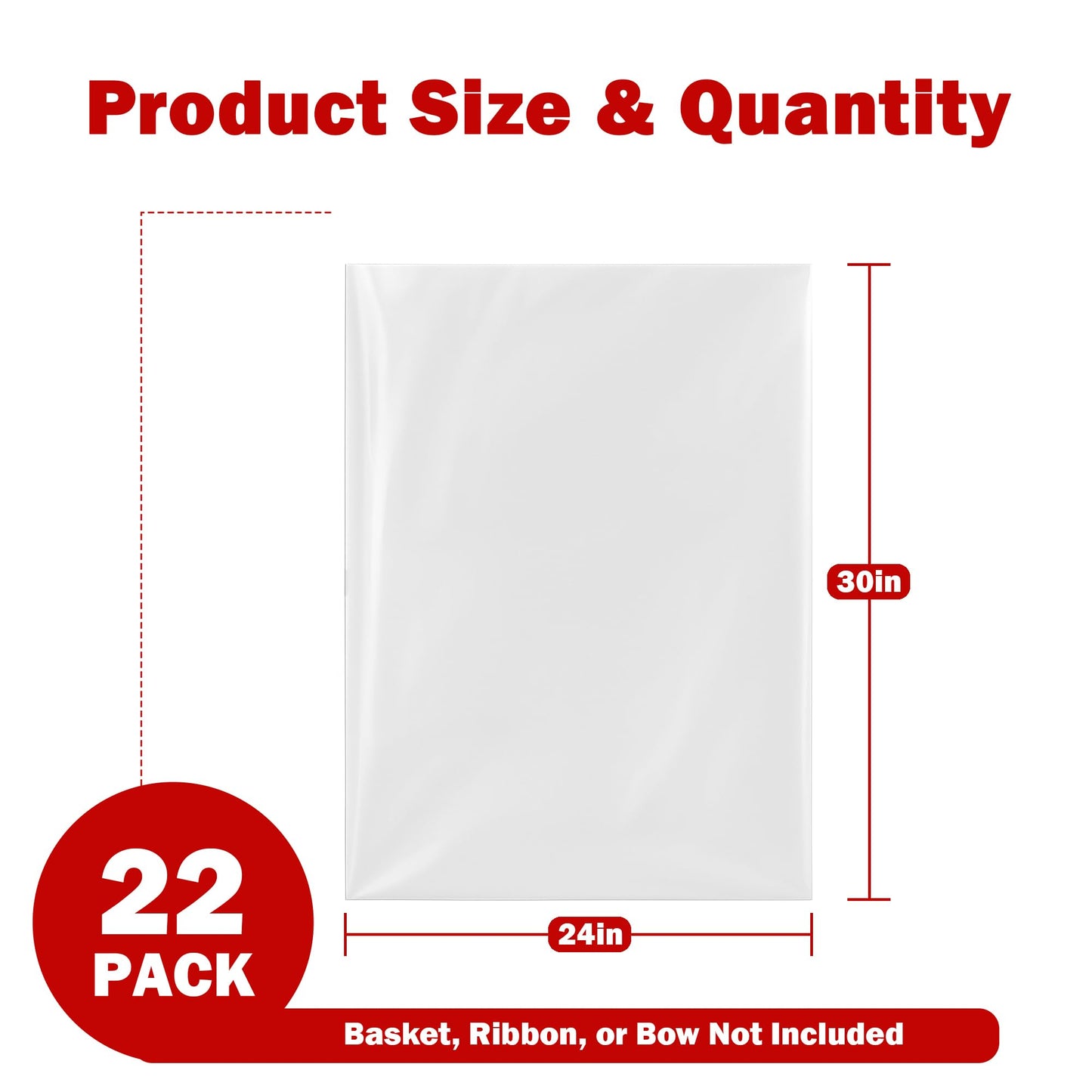Homrelaxy 22 Pcs 24 x 30 Inches Cellophane Bags for Gift Baskets, Plastic Clear Basket Bags, Cellophane Wrap for Gift Baskets for Birthday, Wedding, Thanksgiving